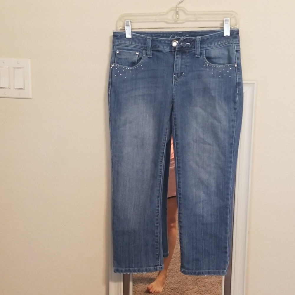 I-N-C  Crop Jeans w/ Rhinestone Detail